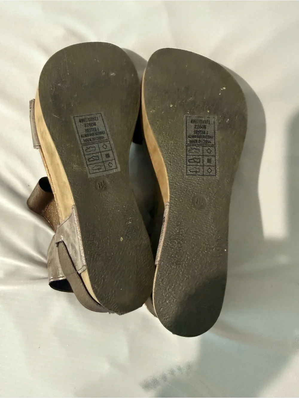 Pierre Dumas Hester-1 Pewter Platform Wedge Sandals Women's Size 8.5